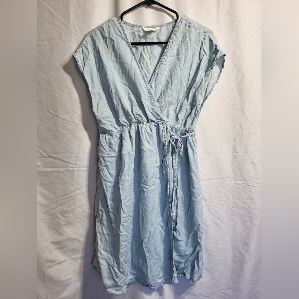 Maternity-H&M Light Blue Midi Wrap Dress, Size Medium